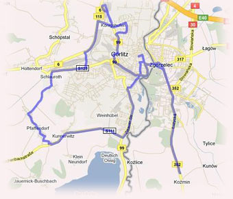 Streckenführung Görlitz-Marathon 2010