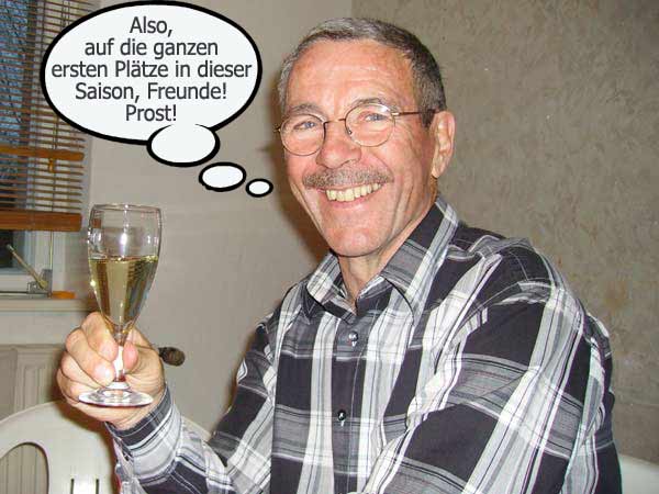 Hans stößt mit Rolling Oldies an